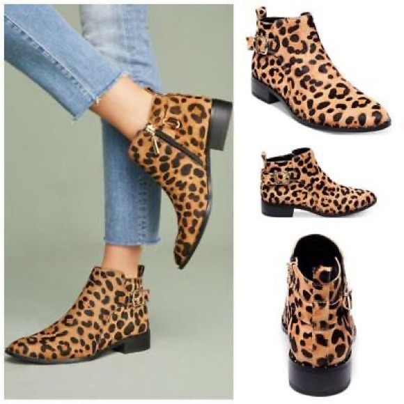 Steven by Steve Madden Cain Leopard Print Clio Ankle Flat Booties Size 8.5 - Picture 1 of 12
